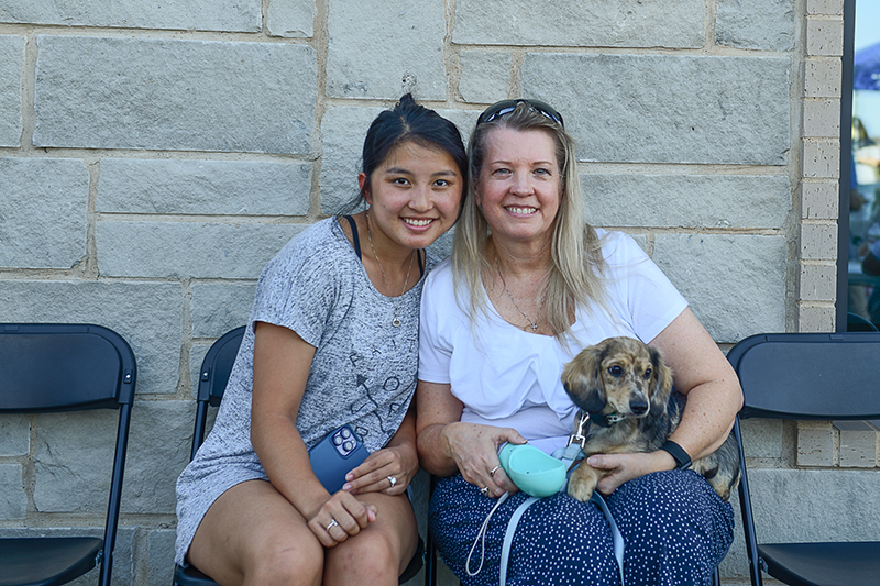 Two women smiling